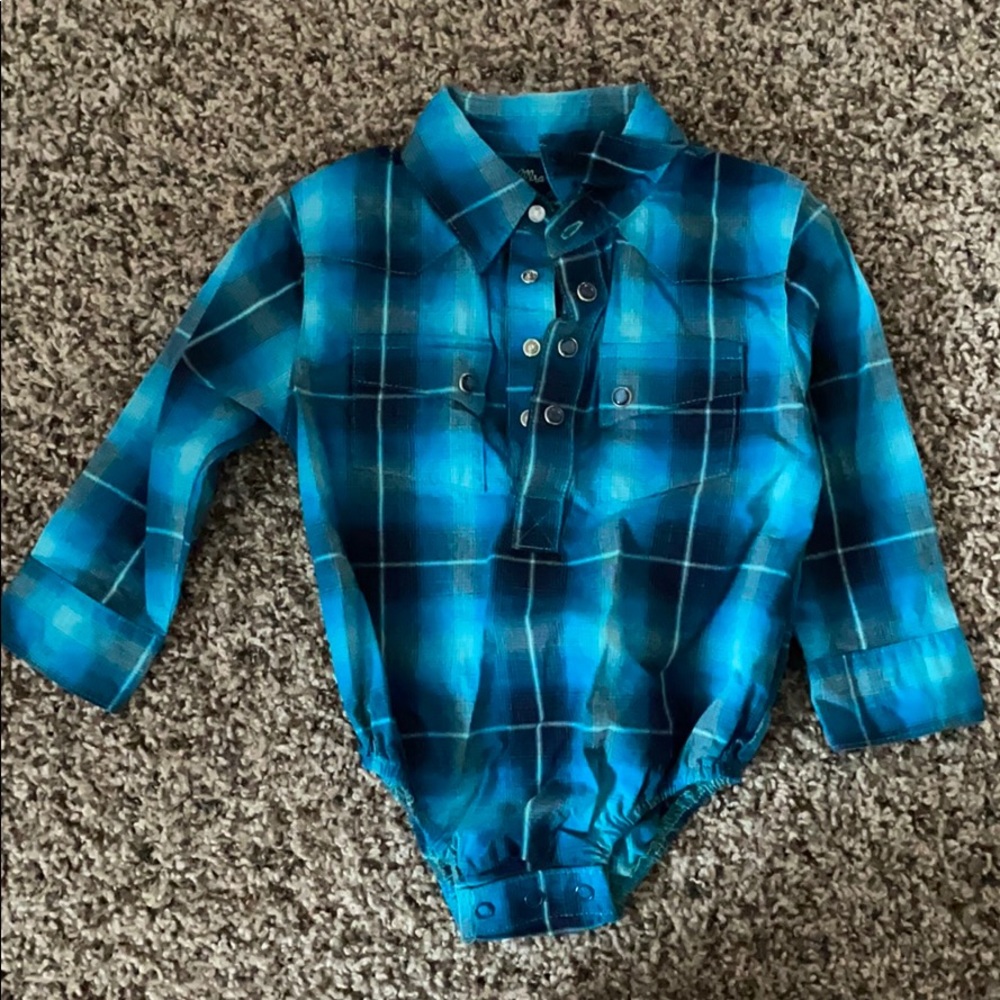 Collared western shirt onesie
